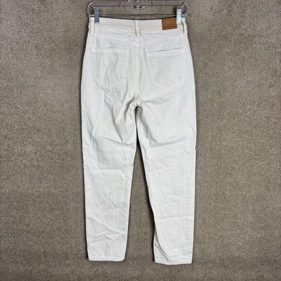 American Eagle Mom Jeans Womens Size 0 Light Beige Straight Leg High Rise Denim - Picture 8 of 12